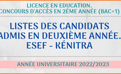 Listes des Candidats Admis en deuxième année (Bac+1)